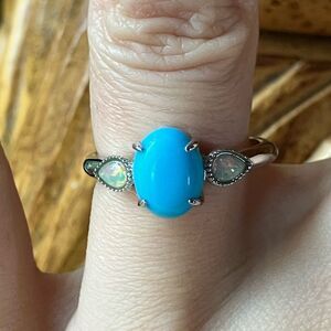 Sleeping Beauty Turquoise Ethiopian Opal Sterling Silver Ring Size 7